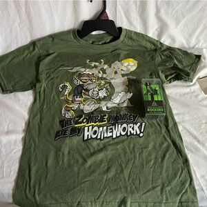 Green Rockers Zombie Homework T-Shirt w/Earbuds Boys 14/16